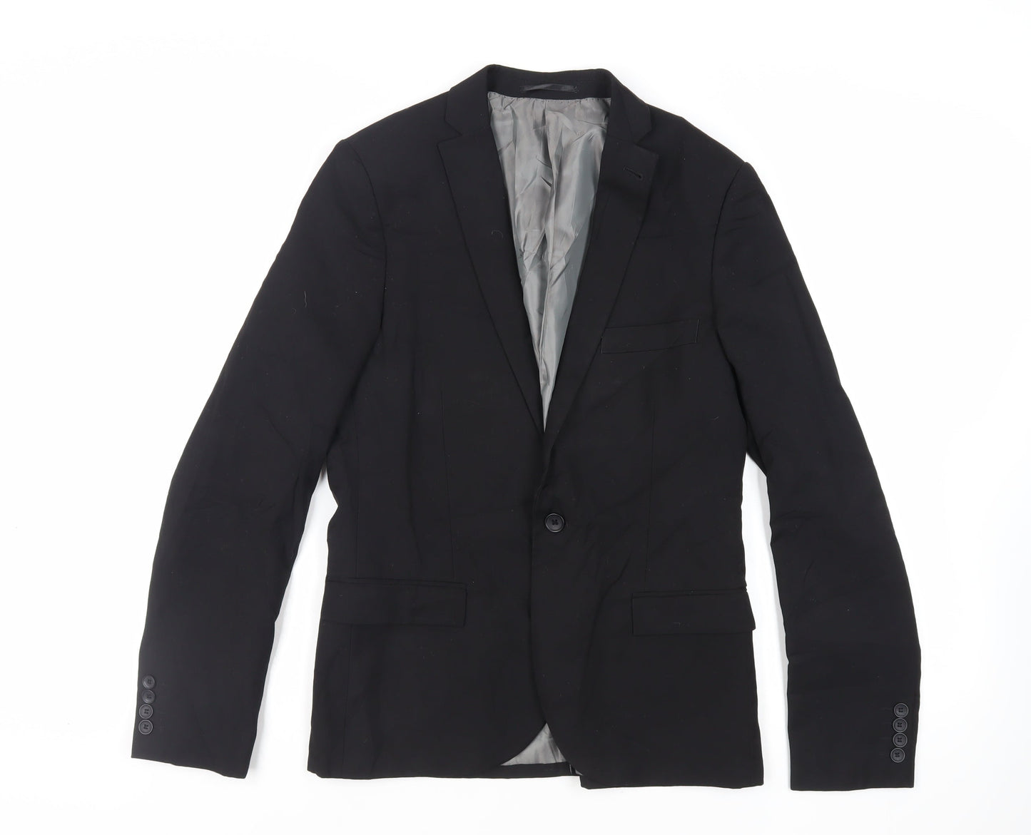 Mens UK Size 38 Topman Regular Black Suit Jacket