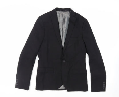 Mens UK Size 38 Topman Regular Black Suit Jacket