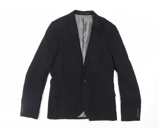 Mens UK Size 38 Topman Regular Black Suit Jacket