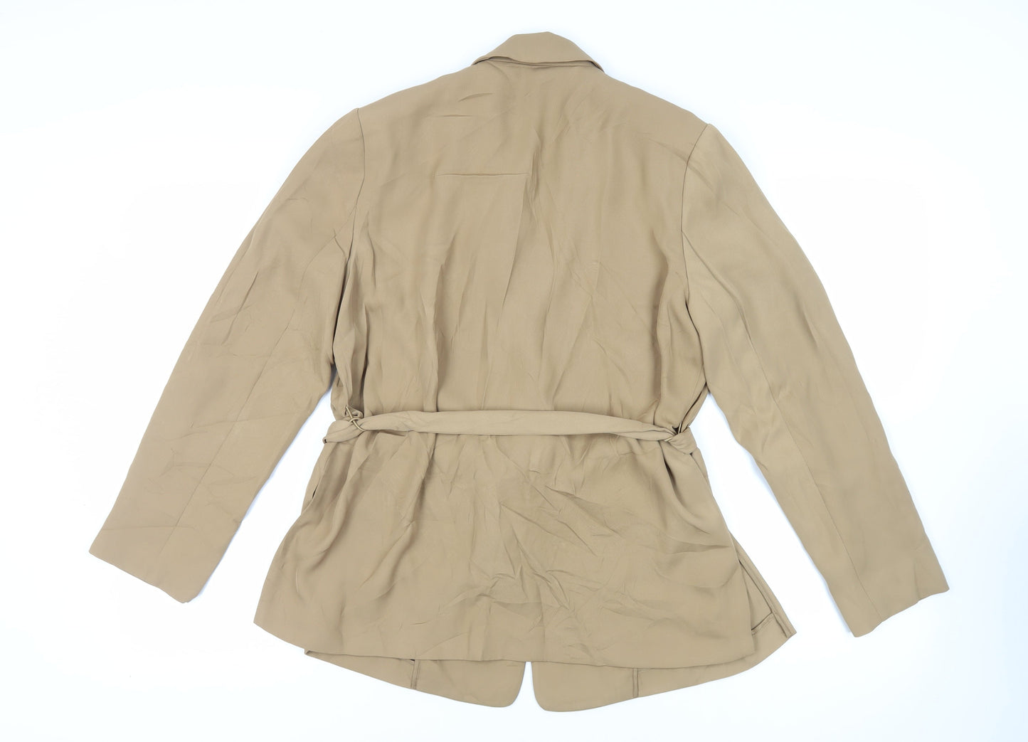 Autograph Womens Beige Jacket Blazer Size 14 Button - Belted