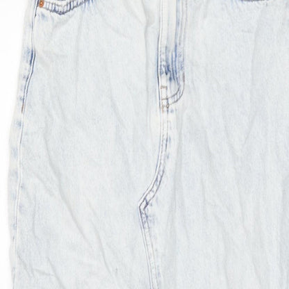 Marks and Spencer Womens Blue Cotton A-Line Skirt Size 8 Button