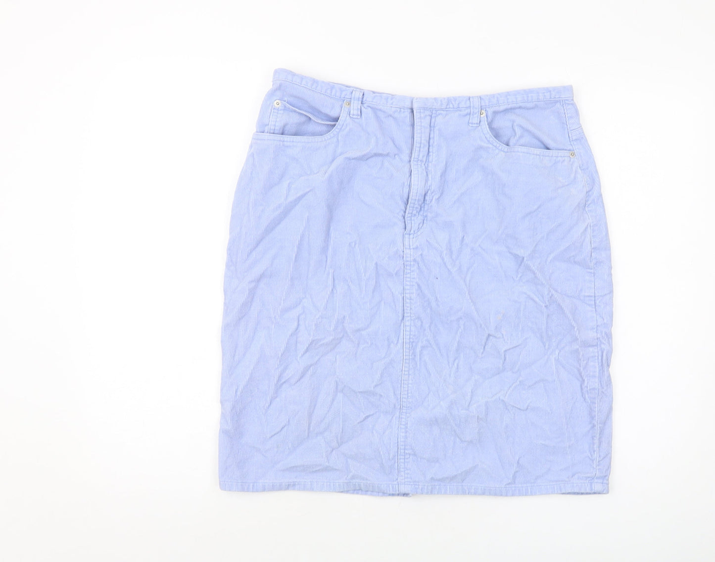 District Womens Blue Cotton A-Line Skirt Size 32 in Hook & Eye