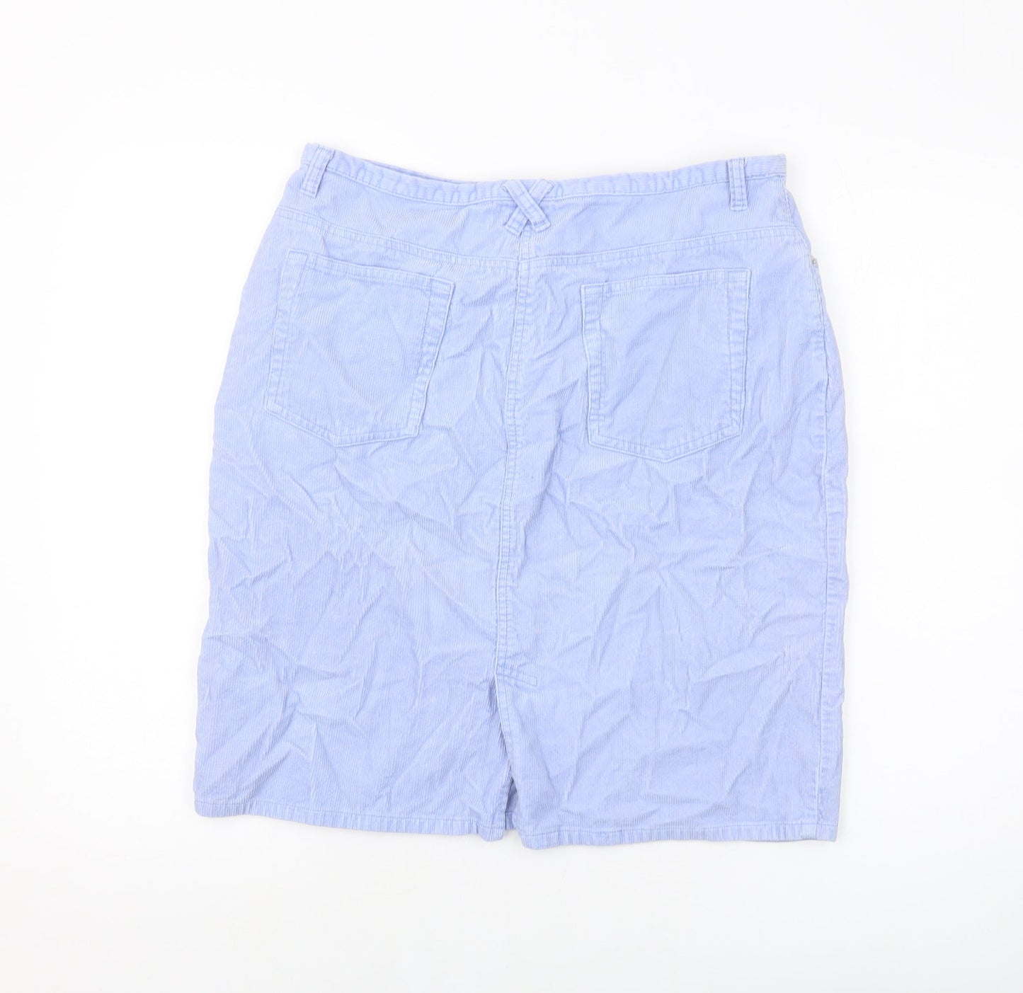 District Womens Blue Cotton A-Line Skirt Size 32 in Hook & Eye