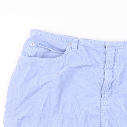 District Womens Blue Cotton A-Line Skirt Size 32 in Hook & Eye