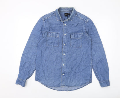 Womens UK Size S ASOS Blue Basic Button-Up