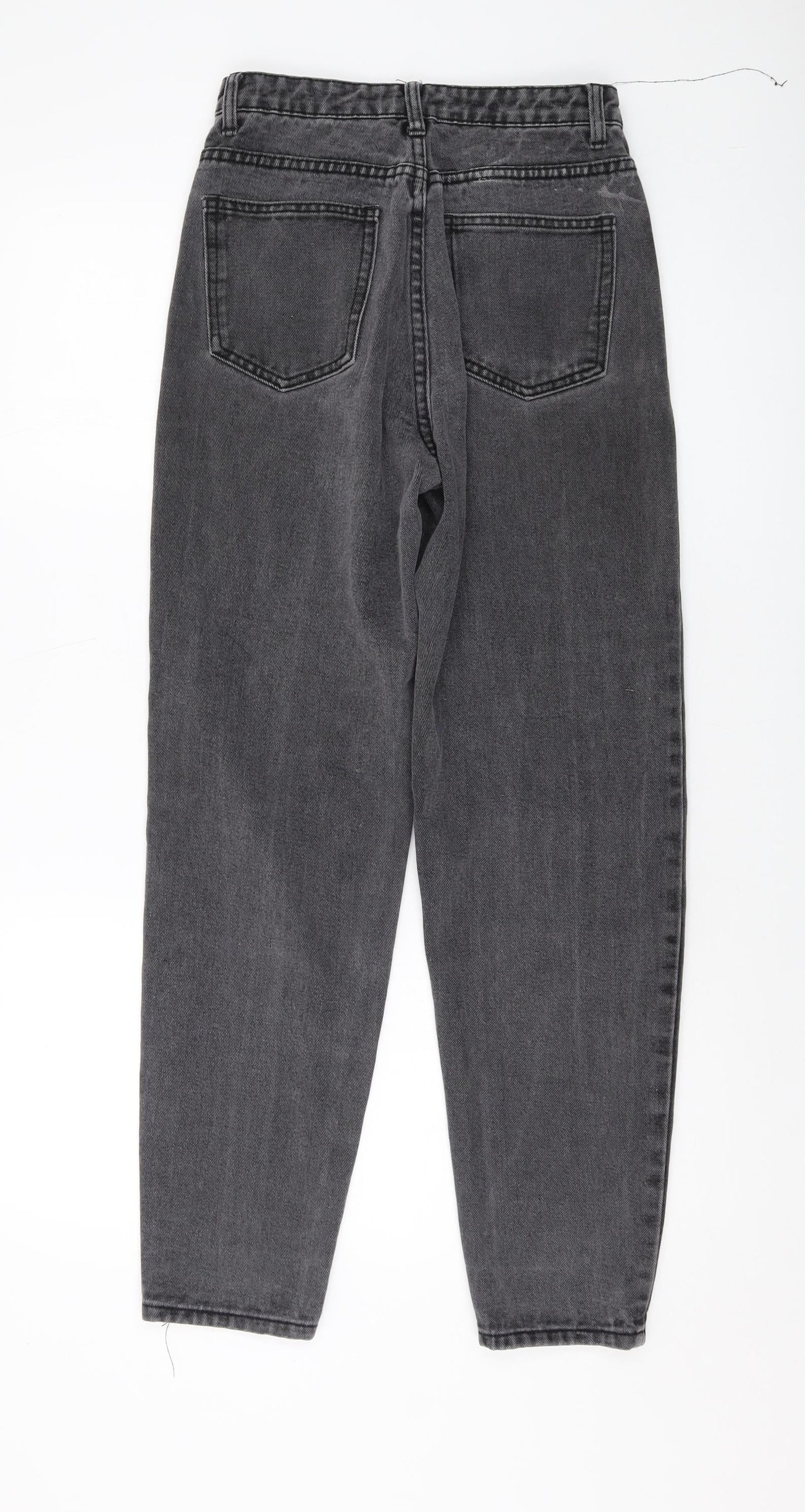 PRETTYLITTLETHING Womens Grey Cotton Mom Jeans Size 6 L29 in Regular Button