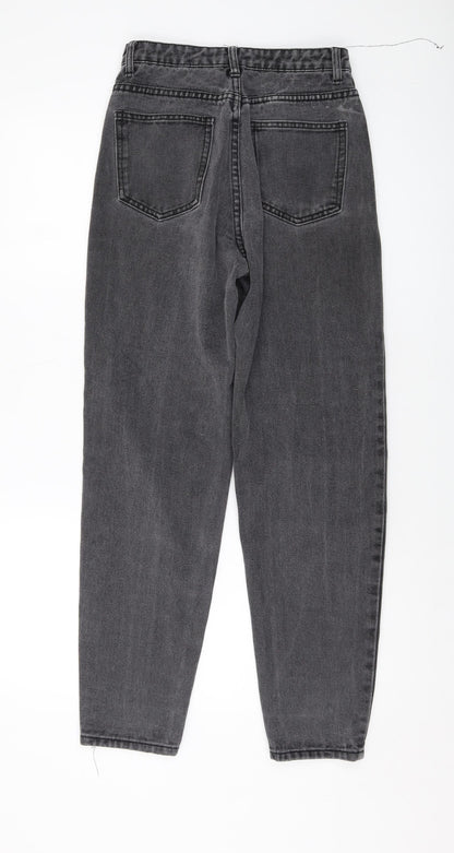 PRETTYLITTLETHING Womens Grey Cotton Mom Jeans Size 6 L29 in Regular Button