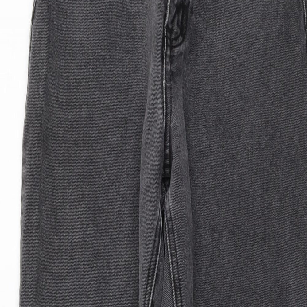 PRETTYLITTLETHING Womens Grey Cotton Mom Jeans Size 6 L29 in Regular Button