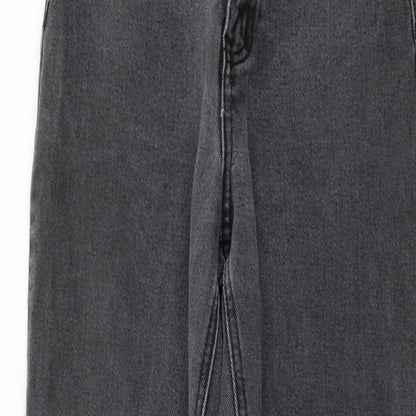 PRETTYLITTLETHING Womens Grey Cotton Mom Jeans Size 6 L29 in Regular Button