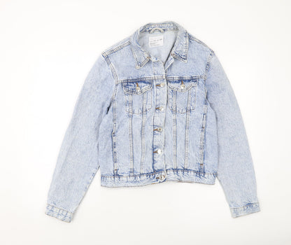 Denim & Co. Womens Blue Jacket Size 12 Button