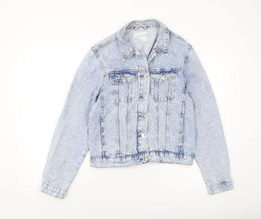 Denim & Co. Womens Blue Jacket Size 12 Button