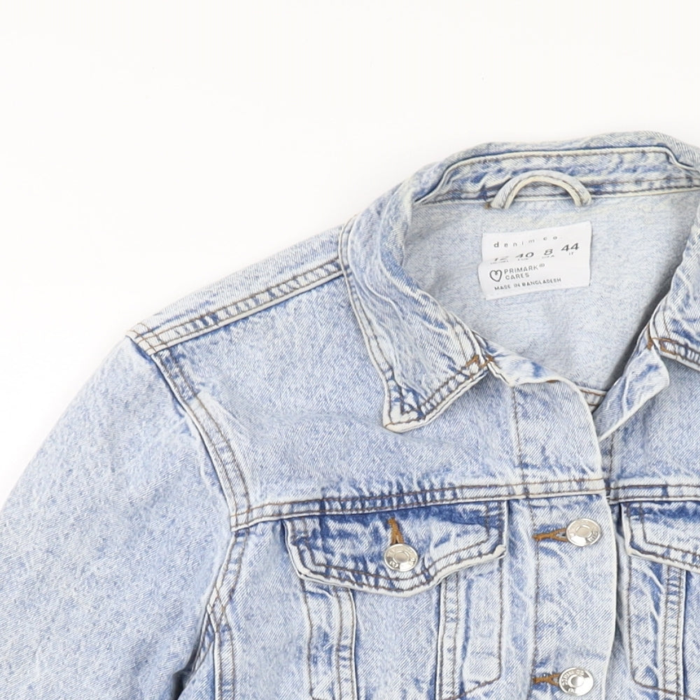 Denim & Co. Womens Blue Jacket Size 12 Button