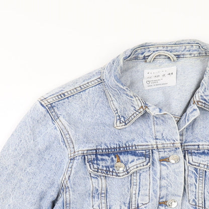 Denim & Co. Womens Blue Jacket Size 12 Button