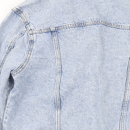 Denim & Co. Womens Blue Jacket Size 12 Button