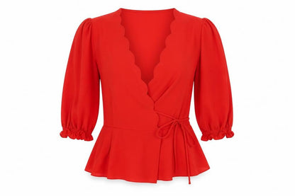 Womens UK Size 6 Topshop Red Wrap Blouse