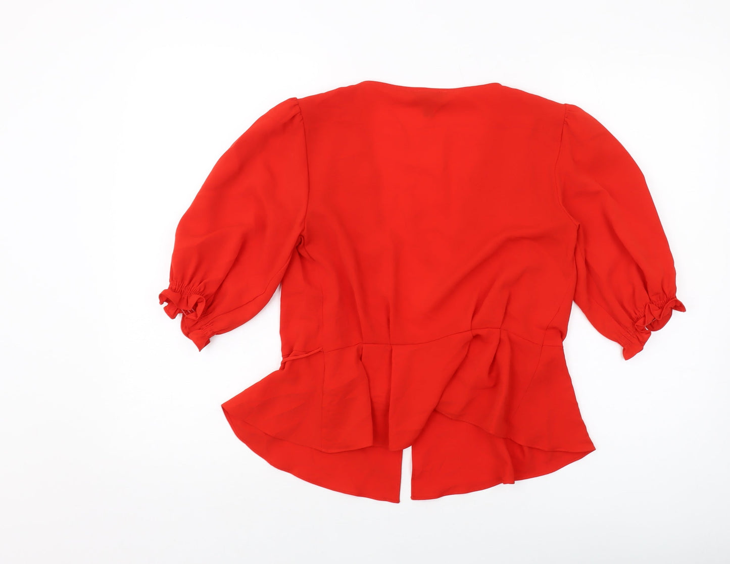 Womens UK Size 6 Topshop Red Wrap Blouse