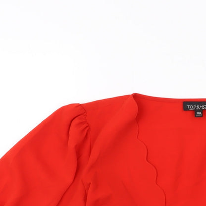 Womens UK Size 6 Topshop Red Wrap Blouse