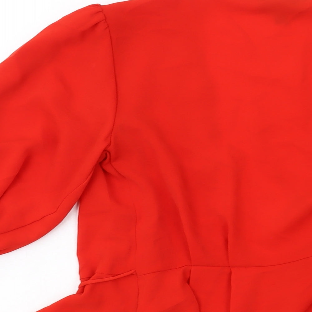 Womens UK Size 6 Topshop Red Wrap Blouse