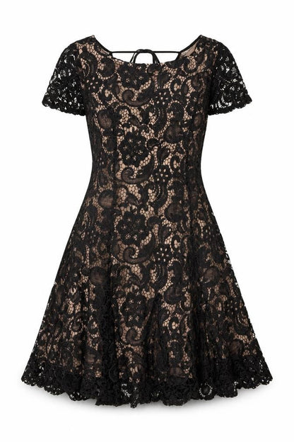 Glamorous Womens Black Polyester A-Line Size M Round Neck Tie