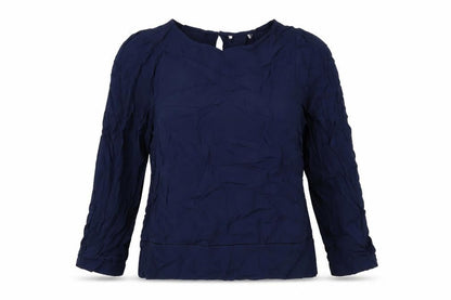 Marks & Spencer Womens Blue Viscose Basic Blouse Size 8 Round Neck