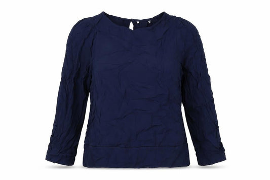 Marks & Spencer Womens Blue Viscose Basic Blouse Size 8 Round Neck