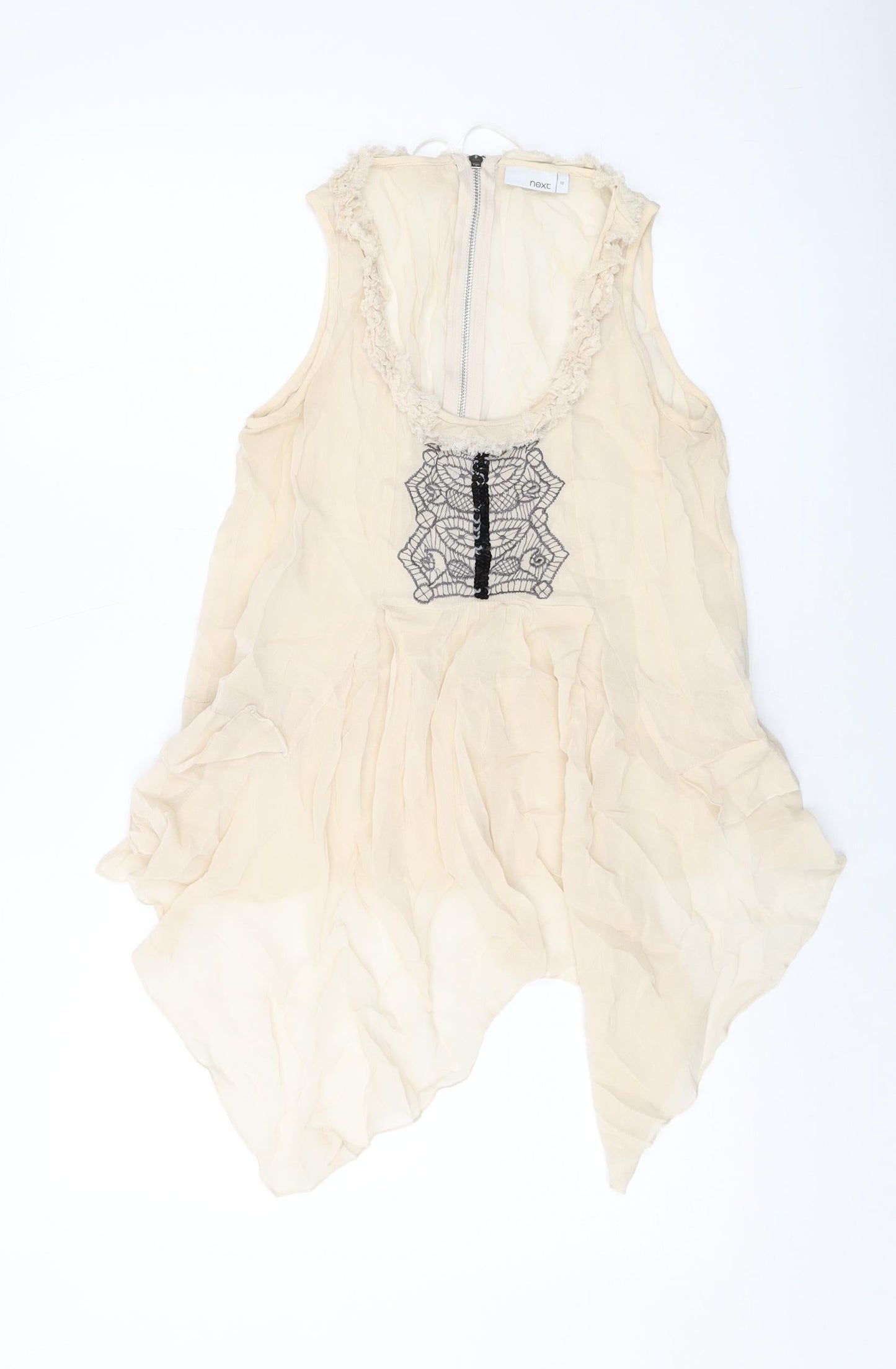 Womens UK Size 10 NEXT Beige Basic Tank