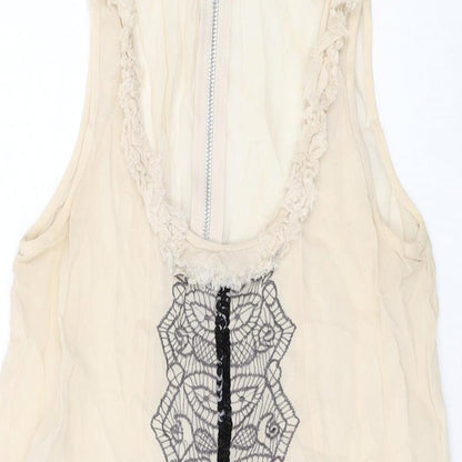 Womens UK Size 10 NEXT Beige Basic Tank