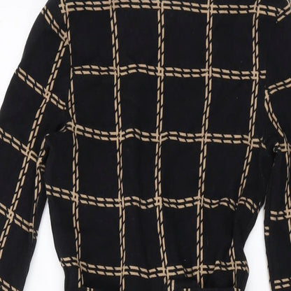 Warehouse Womens Black Plaid Cotton A-Line Size 6 Round Neck Pullover