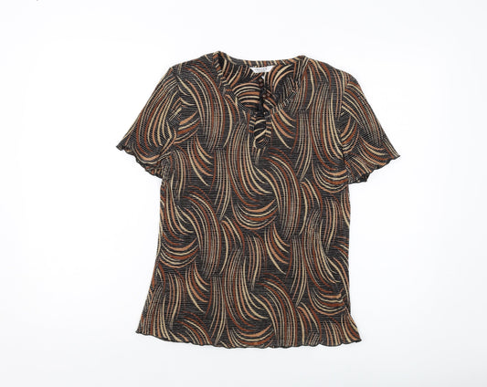 Womens UK Size 10 Berkertex Brown Basic T-Shirt