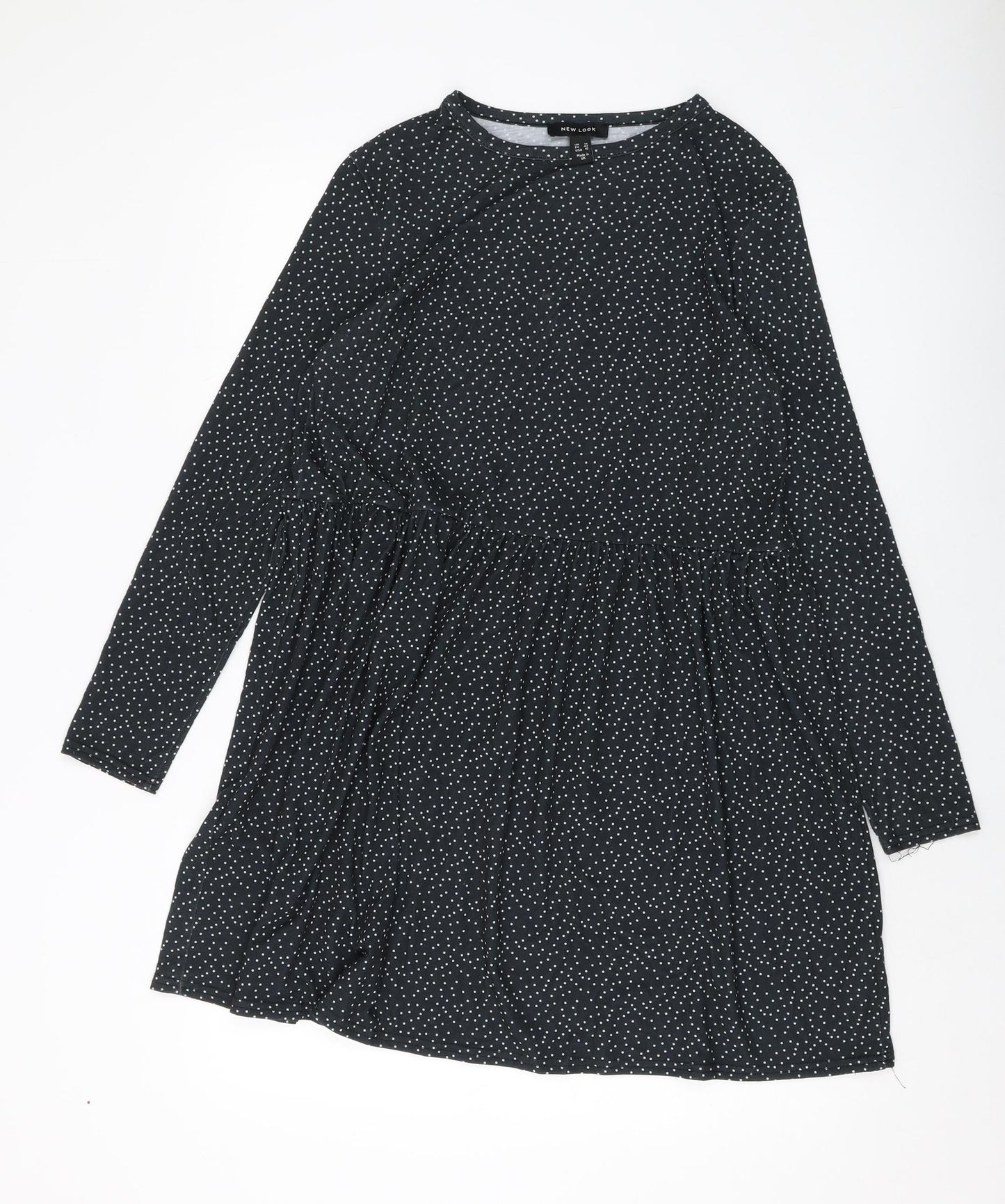 New Look Womens Grey Polka Dot Polyester A-Line Size 14 Round Neck Pullover