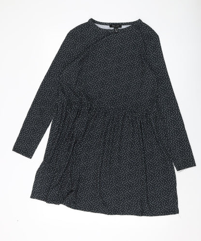 New Look Womens Grey Polka Dot Polyester A-Line Size 14 Round Neck Pullover