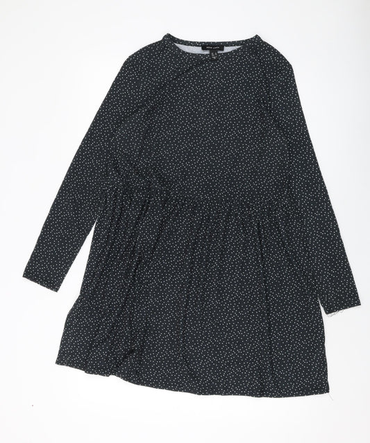 New Look Womens Grey Polka Dot Polyester A-Line Size 14 Round Neck Pullover