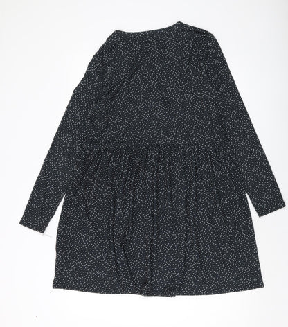 New Look Womens Grey Polka Dot Polyester A-Line Size 14 Round Neck Pullover