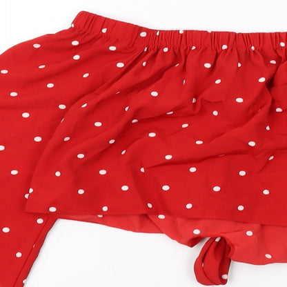 Womens UK Size 8 QED London Red Cropped Blouse