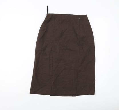 Essentials Womens Brown Polyester A-Line Skirt Size 24 in Zip