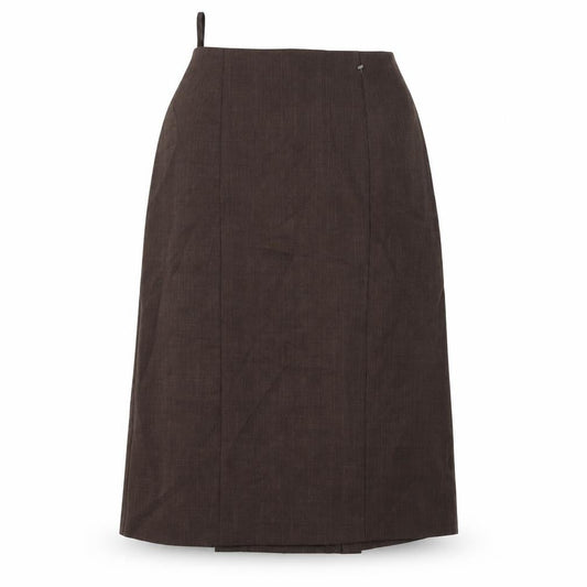 Essential Womens Brown Polyester A-Line Skirt Size 24 in Zip