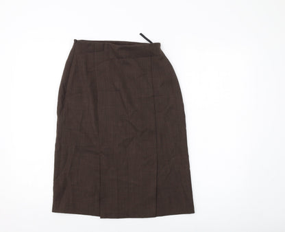 Essentials Womens Brown Polyester A-Line Skirt Size 24 in Zip