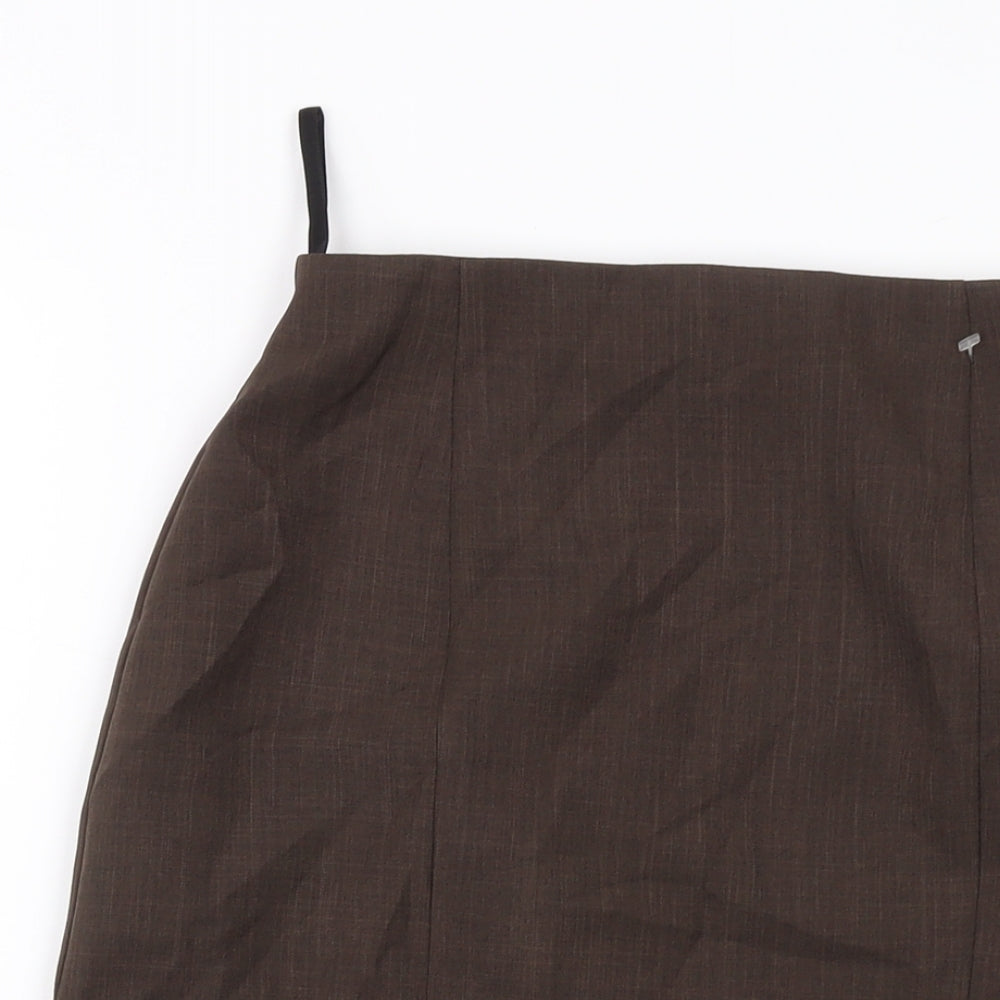 Essentials Womens Brown Polyester A-Line Skirt Size 24 in Zip