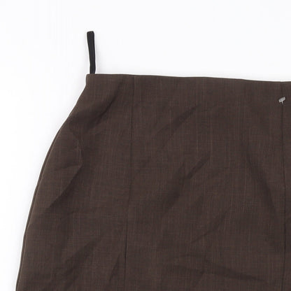 Essentials Womens Brown Polyester A-Line Skirt Size 24 in Zip