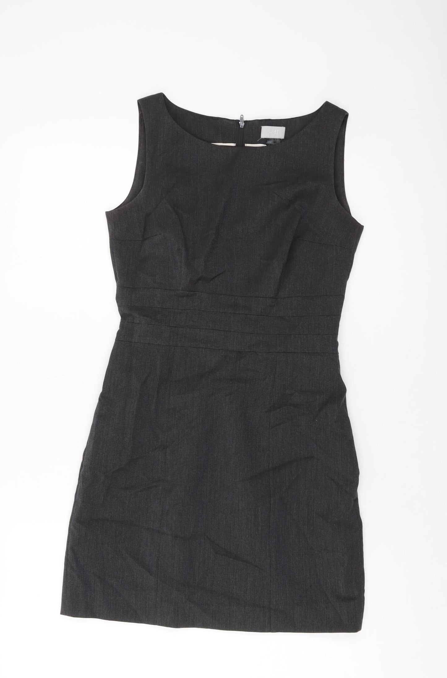 H&M Womens Grey Polyester Mini Size 6 Round Neck Zip