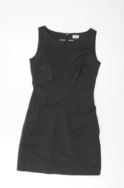 H&M Womens Grey Polyester Mini Size 6 Round Neck Zip