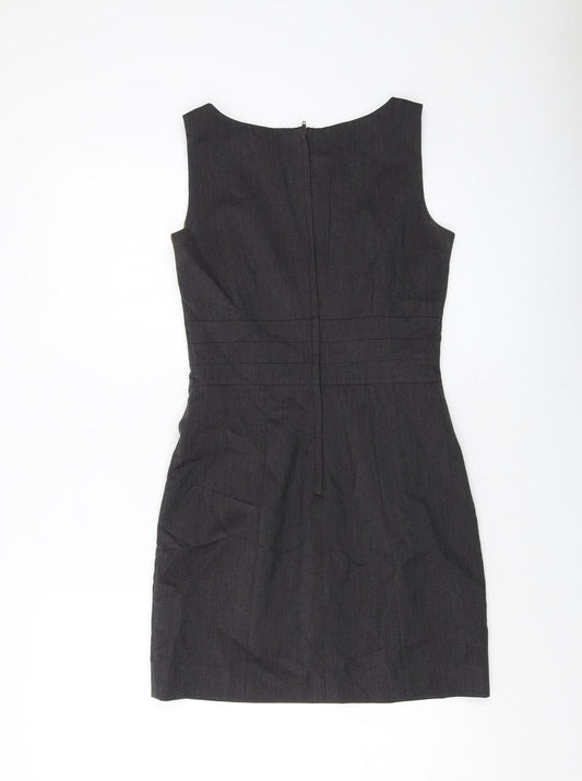 H&M Womens Grey Polyester Mini Size 6 Round Neck Zip