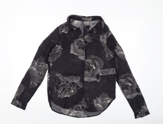 Womens UK Size S VERO MODA Black Basic Button-Up