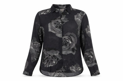 Vero Moda Womens Black Geometric Polyester Basic Button-Up Size S Collared