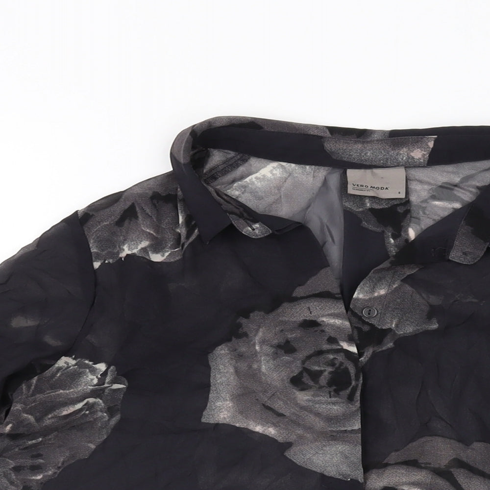 Womens UK Size S VERO MODA Black Basic Button-Up