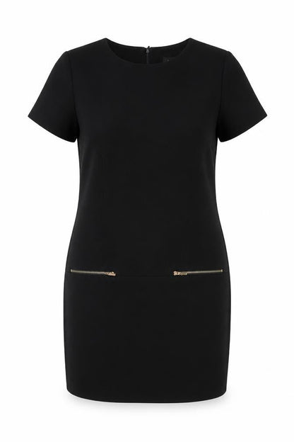 New Look Womens Black Polyester Tank Dress Size 12 Round Neck Zip
