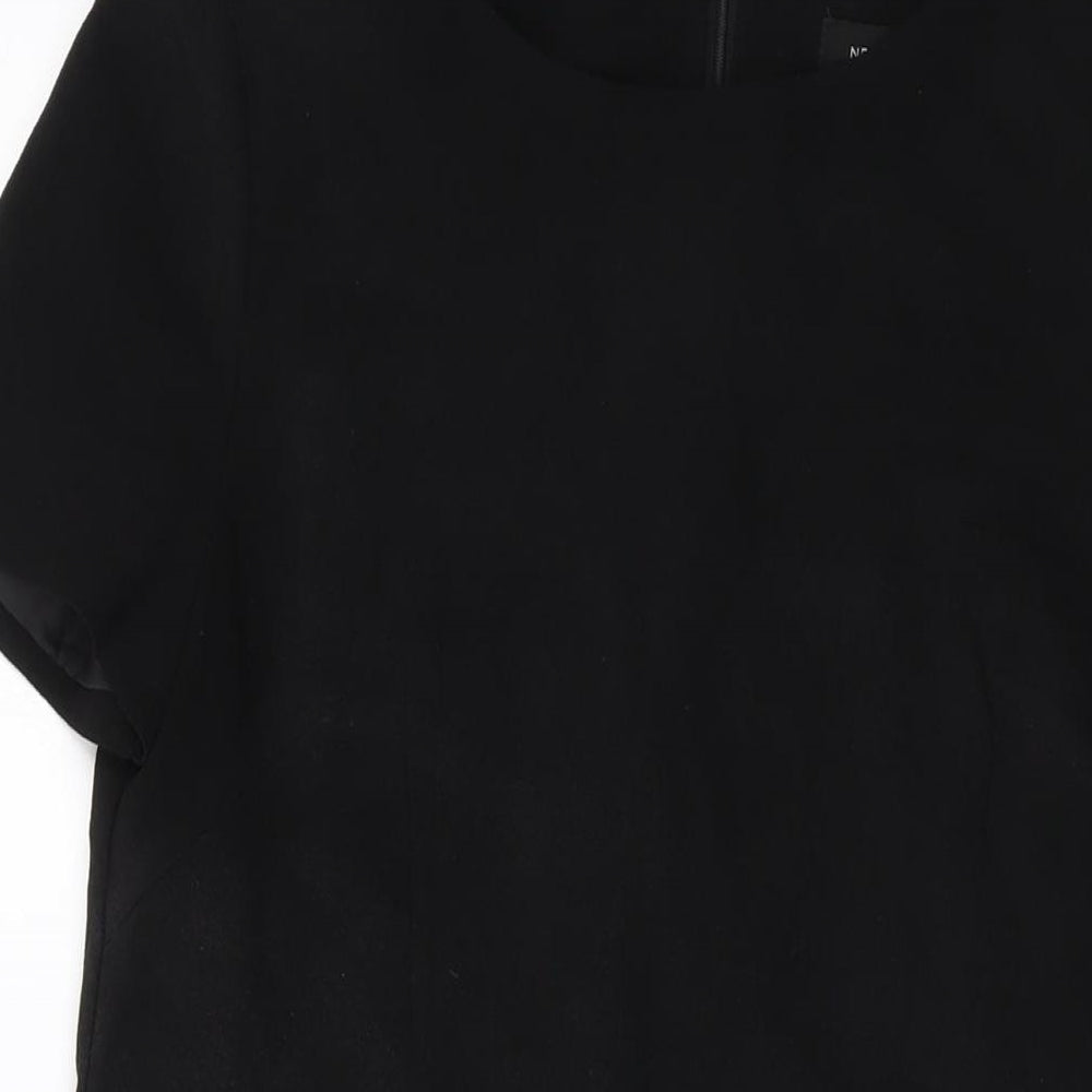 New Look Womens Black Polyester Tank Dress Size 12 Round Neck Zip