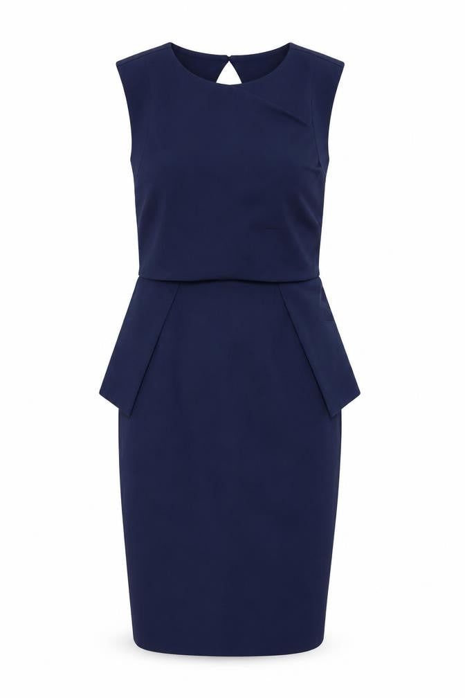 Topshop Womens Blue Polyester Bodycon Size 10 Round Neck Button