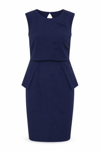 Topshop Womens Blue Polyester Bodycon Size 10 Round Neck Button