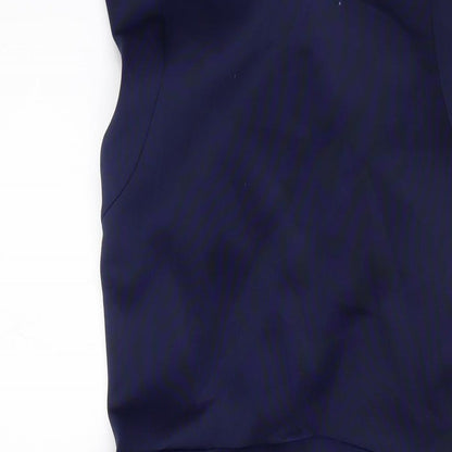 Topshop Womens Blue Polyester Bodycon Size 10 Round Neck Button